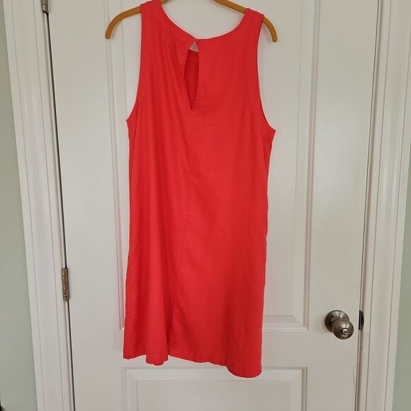 A New Day - Pink Coral Linen Blend Sleeveless Dress Size Medium Classic, summer - Picture 6 of 8